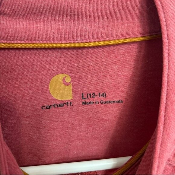 Carhartt Force Girls Pink Quarter Zip Lightweight Sweatshirt Youth Size 12/14 - Picture 3 of 6